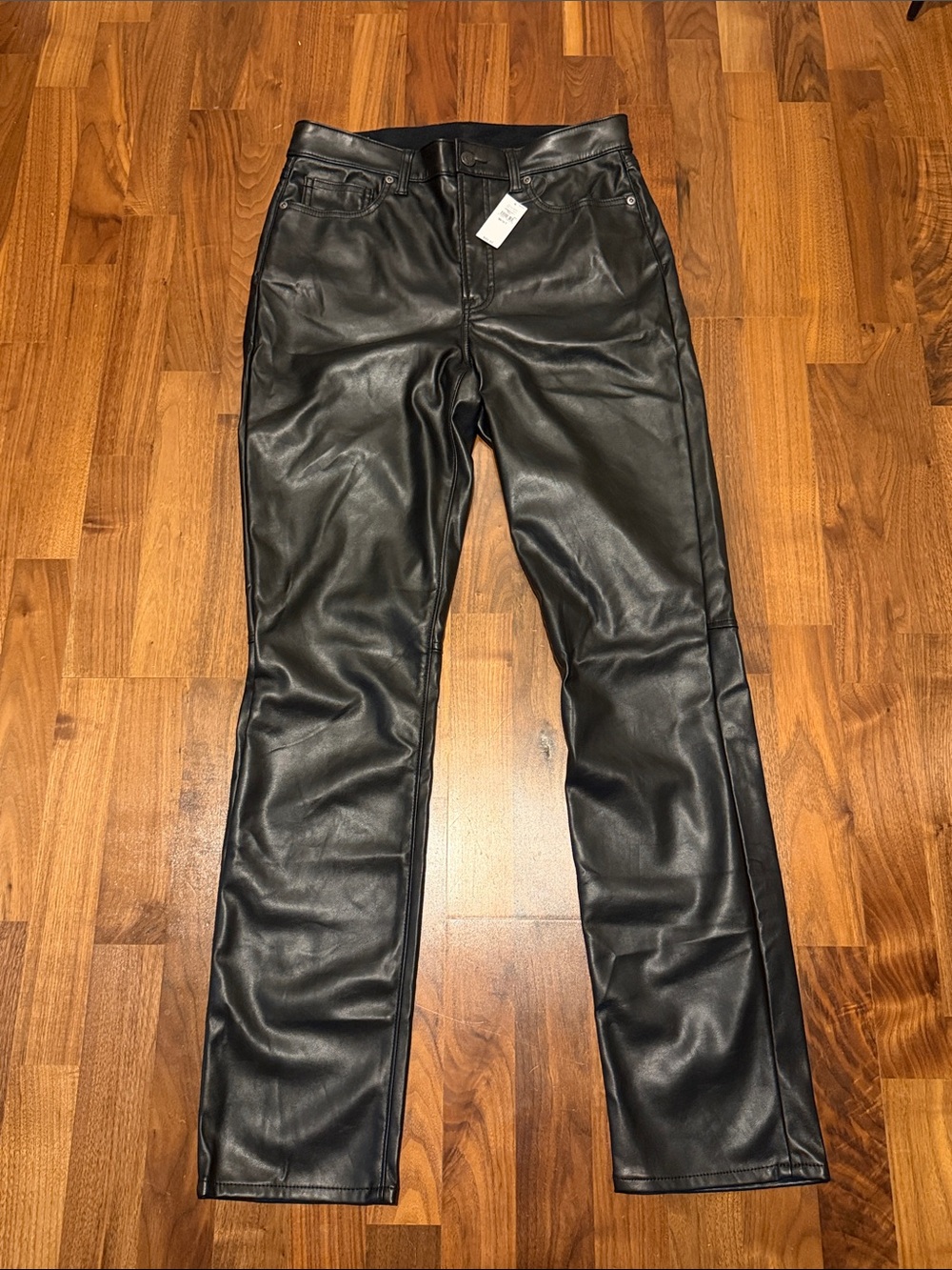 GAP Black Faux Leather Straight Leg Pants